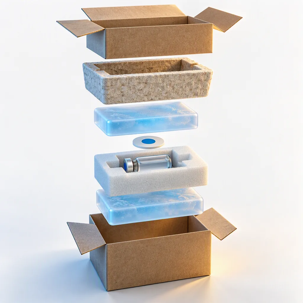 Exploded view of the insulated shipper layers